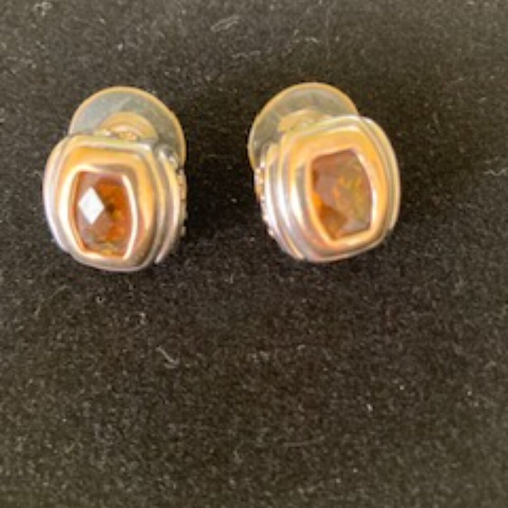 Bijoux Terner Vintage Silver/Gold 16" Necklace and Stud Earrings Citrine Stone - Picture 5 of 5